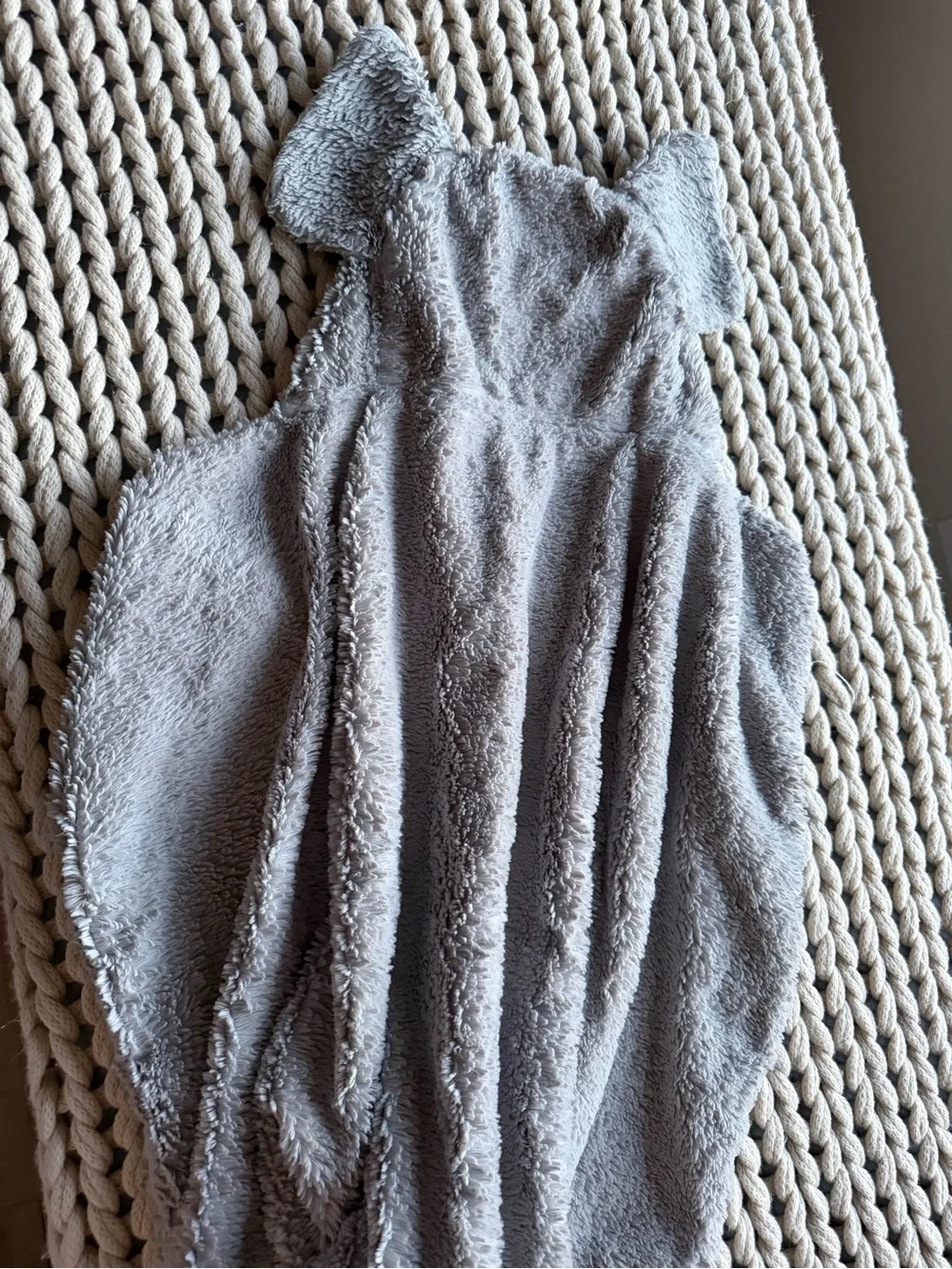 Pottery Barn Plush Hooded Baby Towel with Ears in Gray